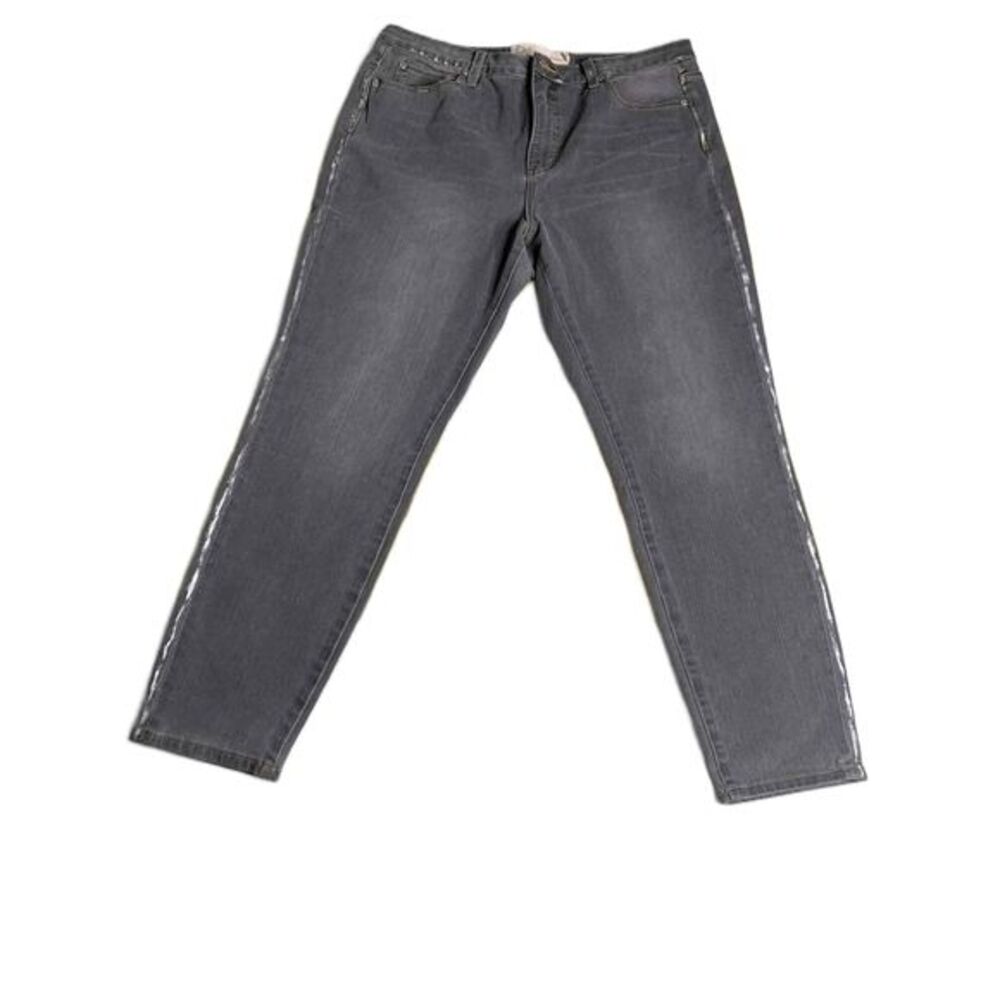 Soft Surroundings Womens Size 14 Gray Silver Detail Skinny Stretch Jeans